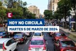 El programa Hoy No Circula para el martes 5 de marzo de 2024 aplica para los autos con engomado rosa, terminación de placas 7 y 8 y con holograma de circulación 1 y 2, en las 16 alcaldías de la Ciudad de México (CDMX) y 18 municipios conurbados del Estado de México (Edomex).