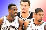 David Robinson, Víctor Wembanyama y Tim Duncan.