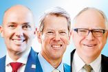 Spencer J. Cox, gobernador de Utah, Brian Kemp, gobernador de Georgia y Tim Walz, gobernador de Minnesota. 