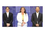  Salomón Chertorivski (MC), Clara Brugada (Morena-PT-PVEM) y Santiago Taboada (PRI-PAN-PRD) participaron anoche en el primero de tres debates por la Jefatura de Gobierno. Fotos: Especial