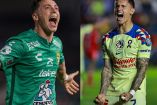 Federico Viñas y Brian Rodríguez celebran goles con León y América, respectivamente.