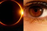 Eclipse solar y ojo de mujer color café