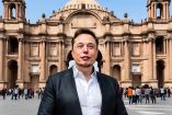 Elon Musk frente al Palacio de Bellas Artes de la ciudad de México.