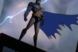 Serie animada de Batman en edificios con rayo atrás