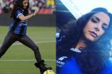 Verónica Toussaint fue madrina de Querétaro el domingo 7 de enero de 2018 en partido frente al América.