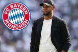 Vincent Kompany con gorra junto al escudo del Bayern Múnich.