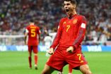 Álvaro Morata celebra gol con España.