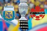 Logos de Argentina y Canadá junto a la Copa América.