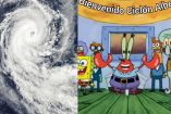 Meme de ciclón Alberto con imagen de Bob Esponja
