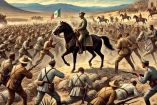 Ilustración horizontal que representa la Batalla de El Carrizal en 1916. Puedes verla aquí arriba; muestra a los soldados mexicanos en combate contra los estadounidenses en un paisaje característico de Chihuahua. Espero que esta imagen capture la intensidad y el significado histórico del evento.   2/2