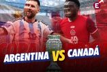 Lionel Messi de Argentina y Alphonso Davies de Canadá.