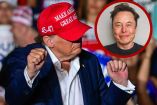 Donald Trump celebrando con rostro de Elon Musk a un lado.