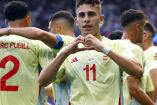 Fermín López celebra gol con España en la final de los Juegos de París.