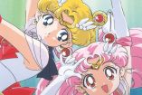 Usagi o Serena de Sailor Moon con niña de cabello rosa