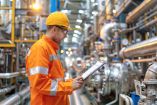 Ingeniero trabajando en una planta industrial.