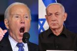 Joe Biden gritando y Benjamin Netanyahu escuchando.