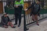 Mendigo cojo, nomás vio a la policía y hasta la pierna apareció