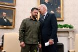 Volodimir Zelenski, presidente de Ucrania, en reunión con Joe Biden (AFP)
