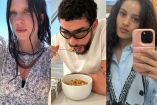 Lady Gaga con cabello negro, Bad Bunny comiendo cereal y Rosalía con celular