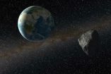 Representación del asteroide 2024 PT5, de unos 10 metros, acercándose a la Tierra. El asteroide quedará atrapado por la gravedad terrestre como una "miniluna" entre septiembre y noviembre de 2024.