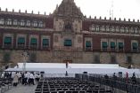 Claudia Sheinbaum dará su primer discurso como presidenta en el Zócalo de CDMX en este templete. Foto: Arturo Páramo