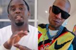 Diddy con playera blamca y Kid Cudi con lentes