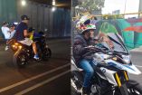 Biker se monea y deja a niño manejar moto