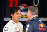 Sergio Pérez con Christian Horner, jefe del equipo Red Bull