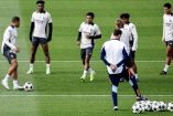 Rodrygo entrenando con el Real Madrid.
