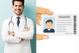 Médico e imagen de cédula profesional