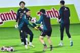 Porteros de la Selección Mexicana en un entrenamiento.