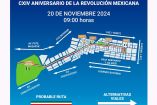 El mapa con la ruta del Desfile Conmemorativo por el CXIV Aniversario de la Revolución Mexicana