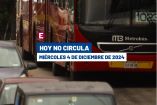 Hoy no circula miércoles 4 de diciembre de 2024 en CDMX y Edomex.