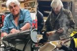 Jay Leno sirviendo comida a bomberos en Los Ángeles