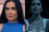 Demi Moore con playera azul y Lily Rose Depp en Nosferatu