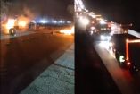 Esta noche comenzó el bloqueo carretero en ambos sentidos. Foto: Especial