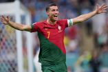 Cristiano Ronaldo celebra gol en el Mundial de Qatar 2022, quinta Copa del Mundo en la que anotó.
