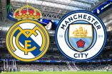 Escudos de Real Madrid y Manchester City en el Bernabéu.