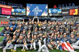 Jugadores de Dodgers celebrando el título de la Serie Mundial del 2024.