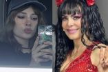 Imelda Tuñón con gorra y Maribel Guardia con vestido rojo