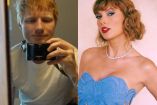 Ed Sheeran tomando foto en espejo y taylor Swift con vestido azul