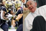Jugadores de Saints y el Papa Francisco.