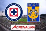 Escudos de Cruz Azul y Tigres en el Olímpico Universitario.