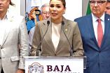 Marina del Pilar Ávila, gobernadora de Baja California, en conferencia de prensa.