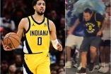 Tyrese Haliburton y el aficionado agredido.