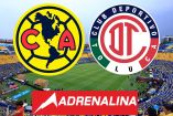 Escudos de América y Toluca en el Estadio Ciudad de los Deportes.