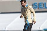 Lionel Messi entrenando con Argentina.