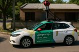 Auto de Google Street View con cámaras montadas sobre el techo mientras recorre una calle residencial en Bragado, Argentina. Al fondo, una vivienda típica de barrio puede verse parcialmente, representando el tipo de entorno donde ocurrió la controversia judicial por privacidad