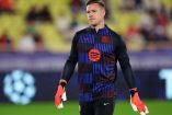 Ter Stegen en un calentamiento del Barcelona.
