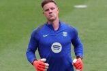 Ter Stegen en un entrenamiento del Barcelona.